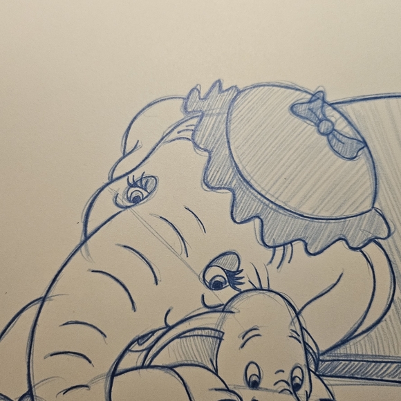 Disney Dumbo and Mrs. Jumbo mom Drawing/Sketch animation art signed - Picture 5 of 6